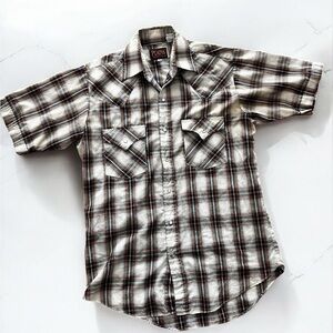 Plains Western wear pearl snap shirt short sleeve mens size small